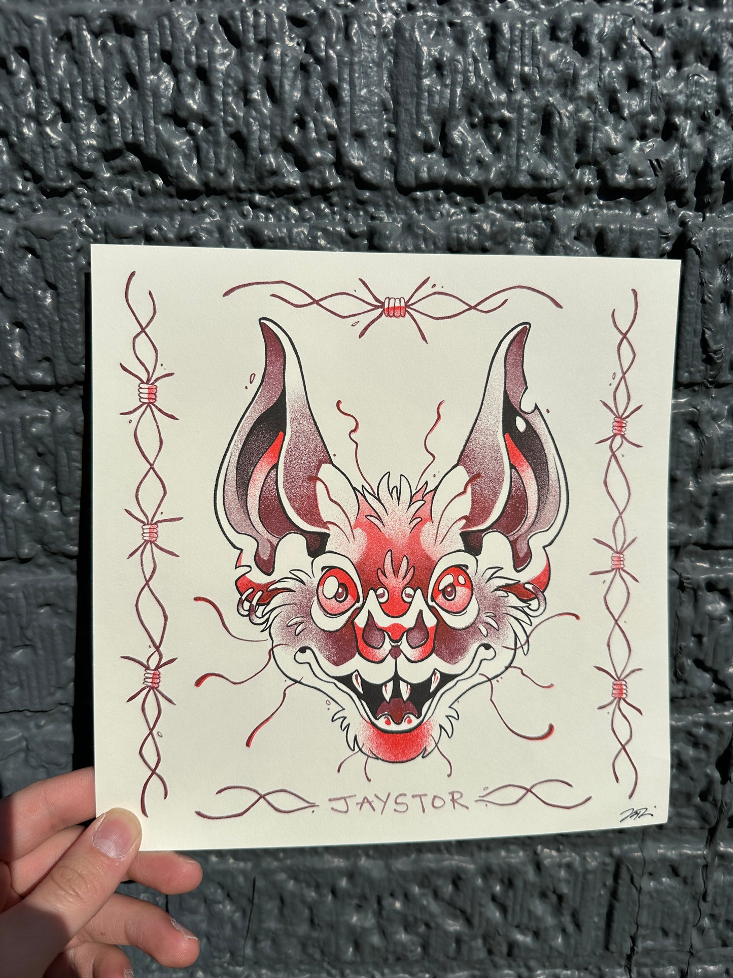 "Punk Batty" Risograph Print (A & B grades) by Jay Ferrier