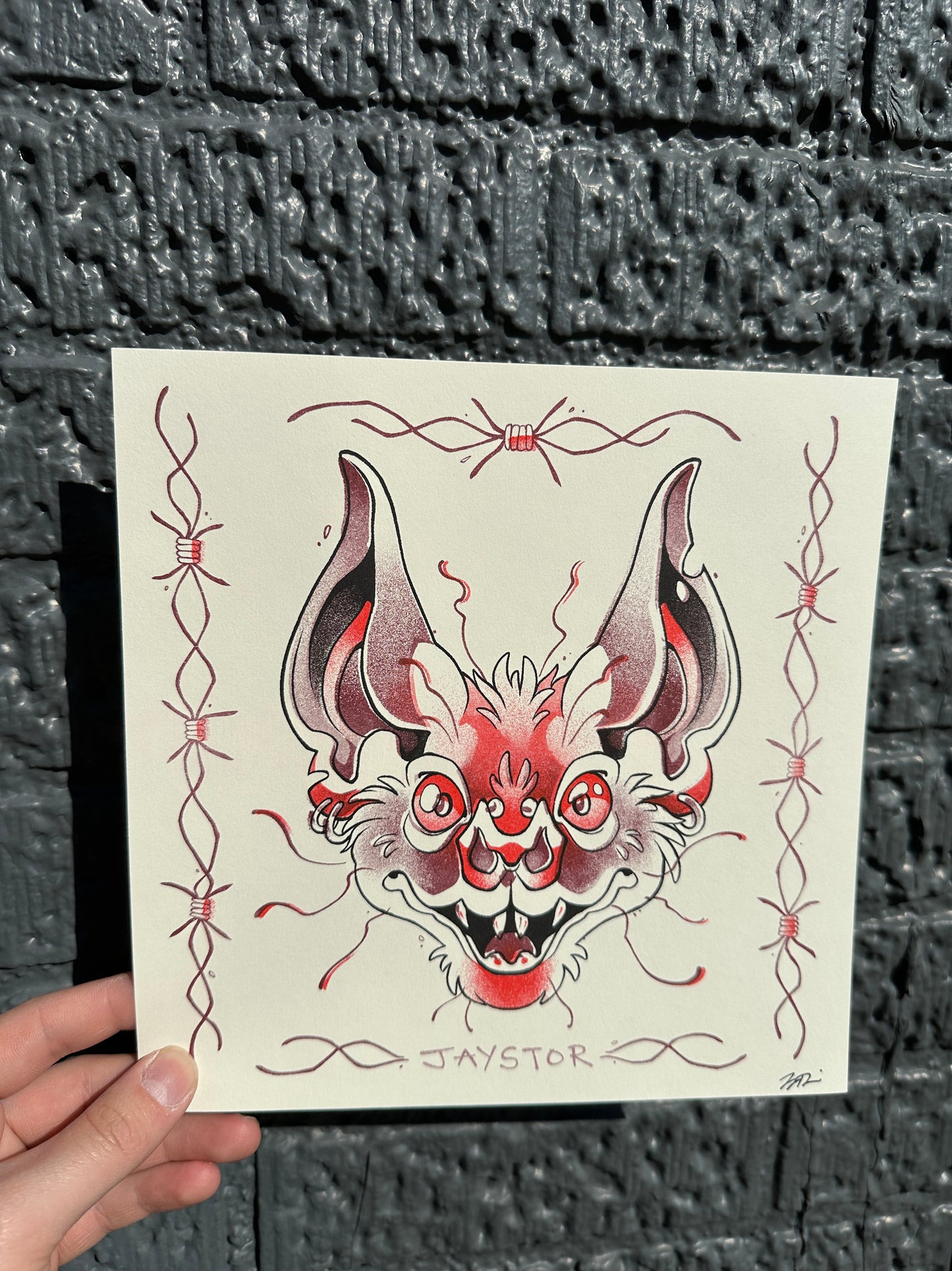 "Punk Batty" Risograph Print (A & B grades) by Jay Ferrier