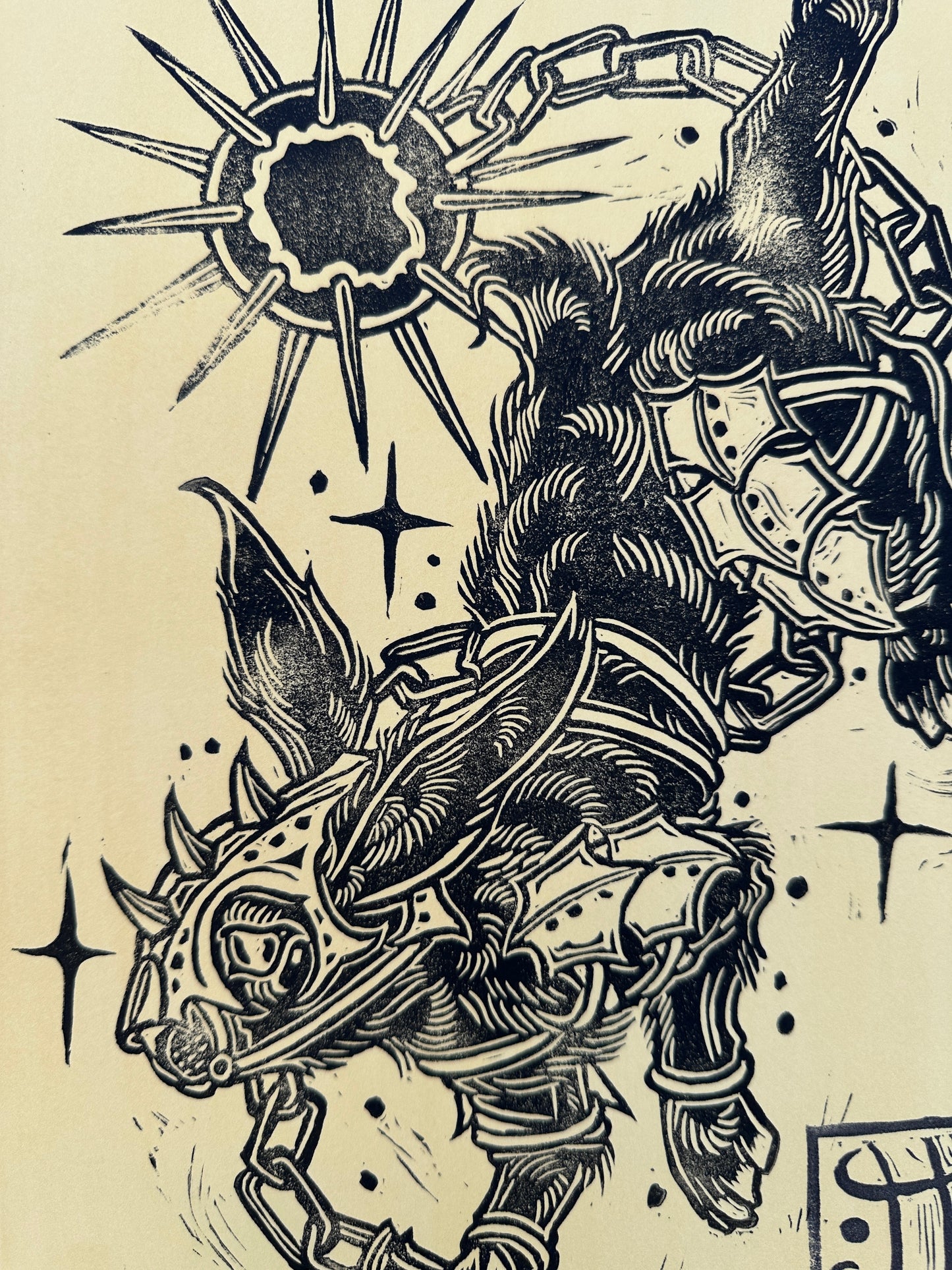 "Battle Bunny" Block Print by Ian Kiser