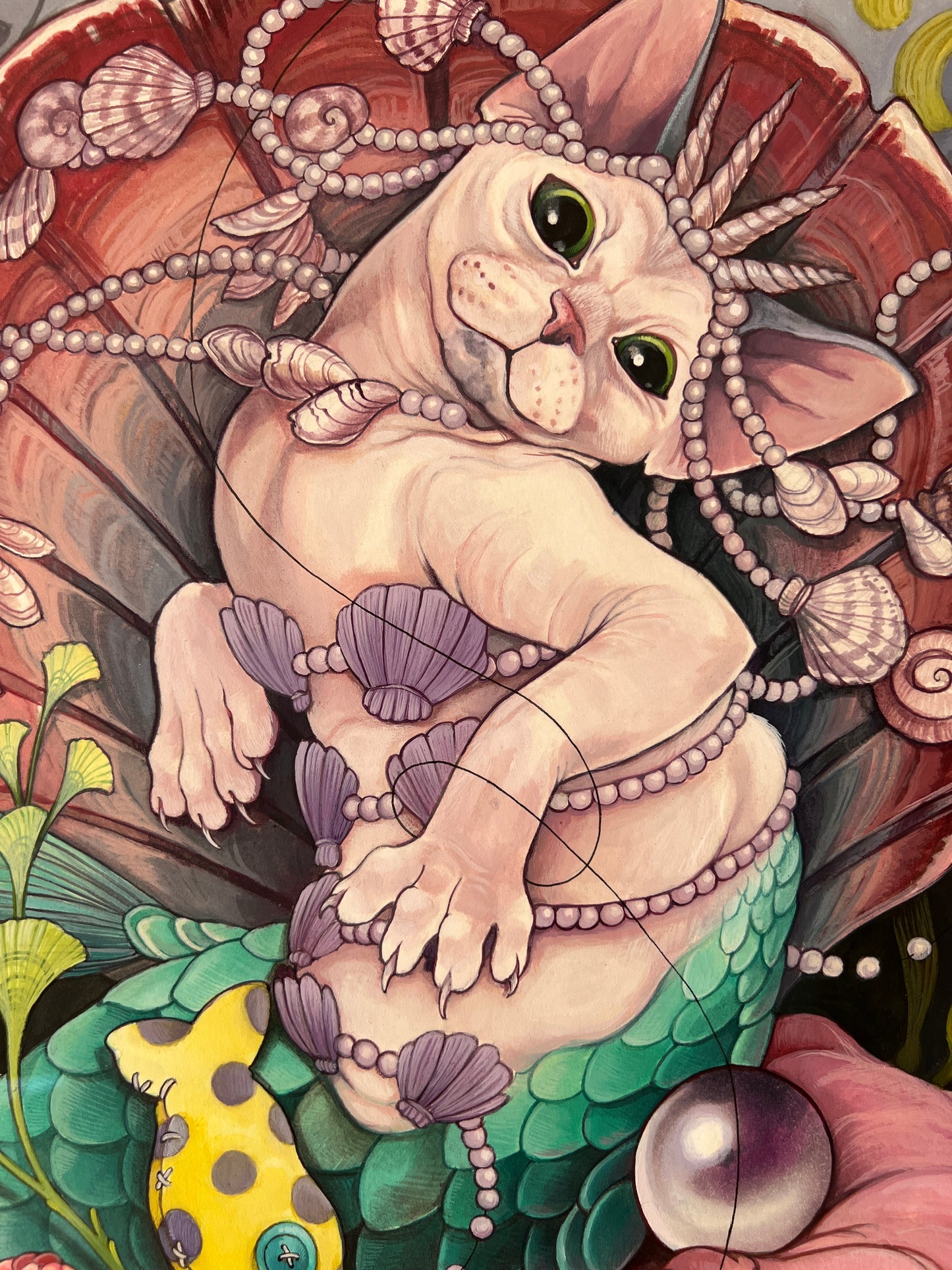 "The Purrfect Catch" Original Framed Painting by Teresa Sharpe