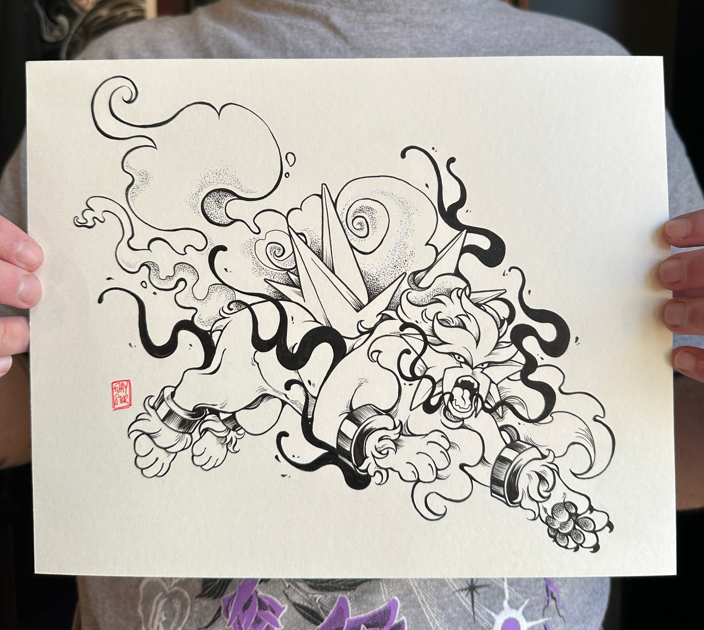"Entei" Original Ink Drawing by Jay Ferrier
