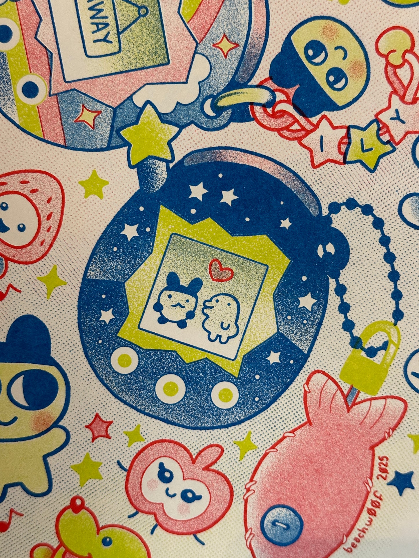 "Tama-Friends" Risograph Print by Liam Williams