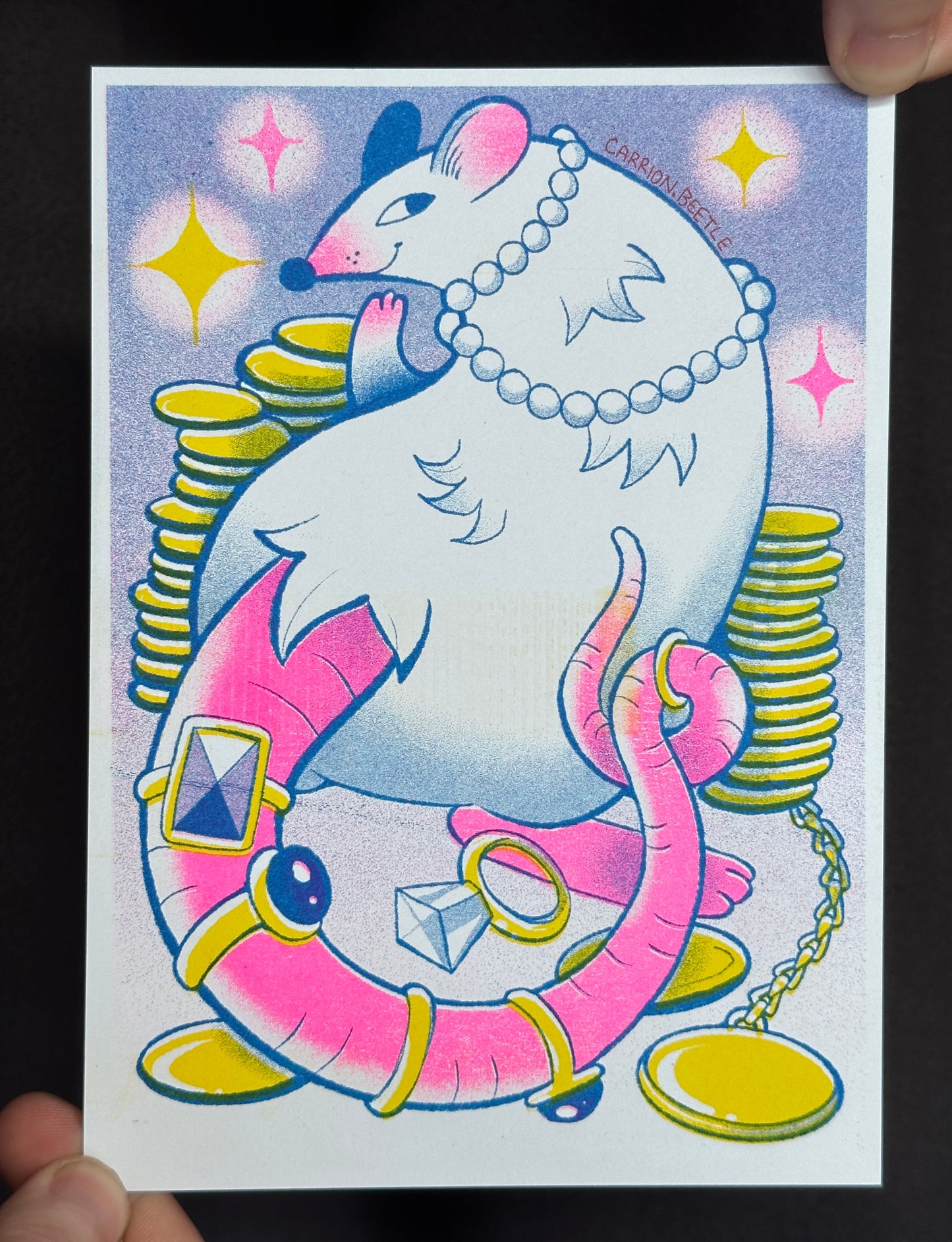 "Rat of Perpetual Wealth" Risograph Print by Frankee Graves