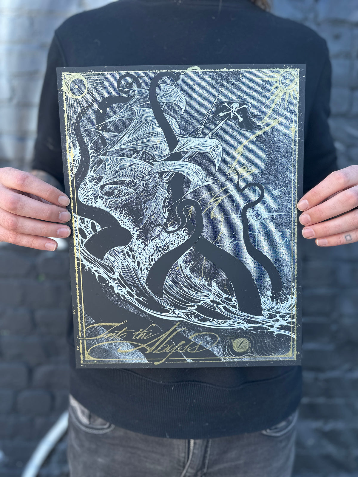 INTO THE ABYSS Gold Embellished Print