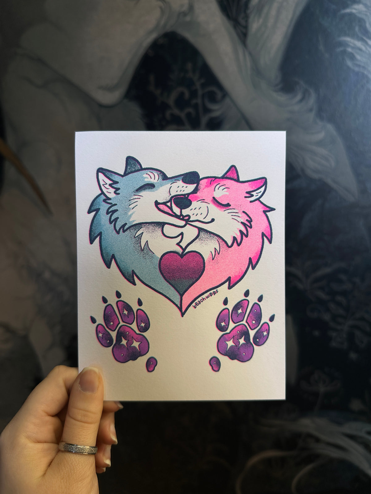 "Mouth Woofs" Risograph Mini-Print by Liam Williams