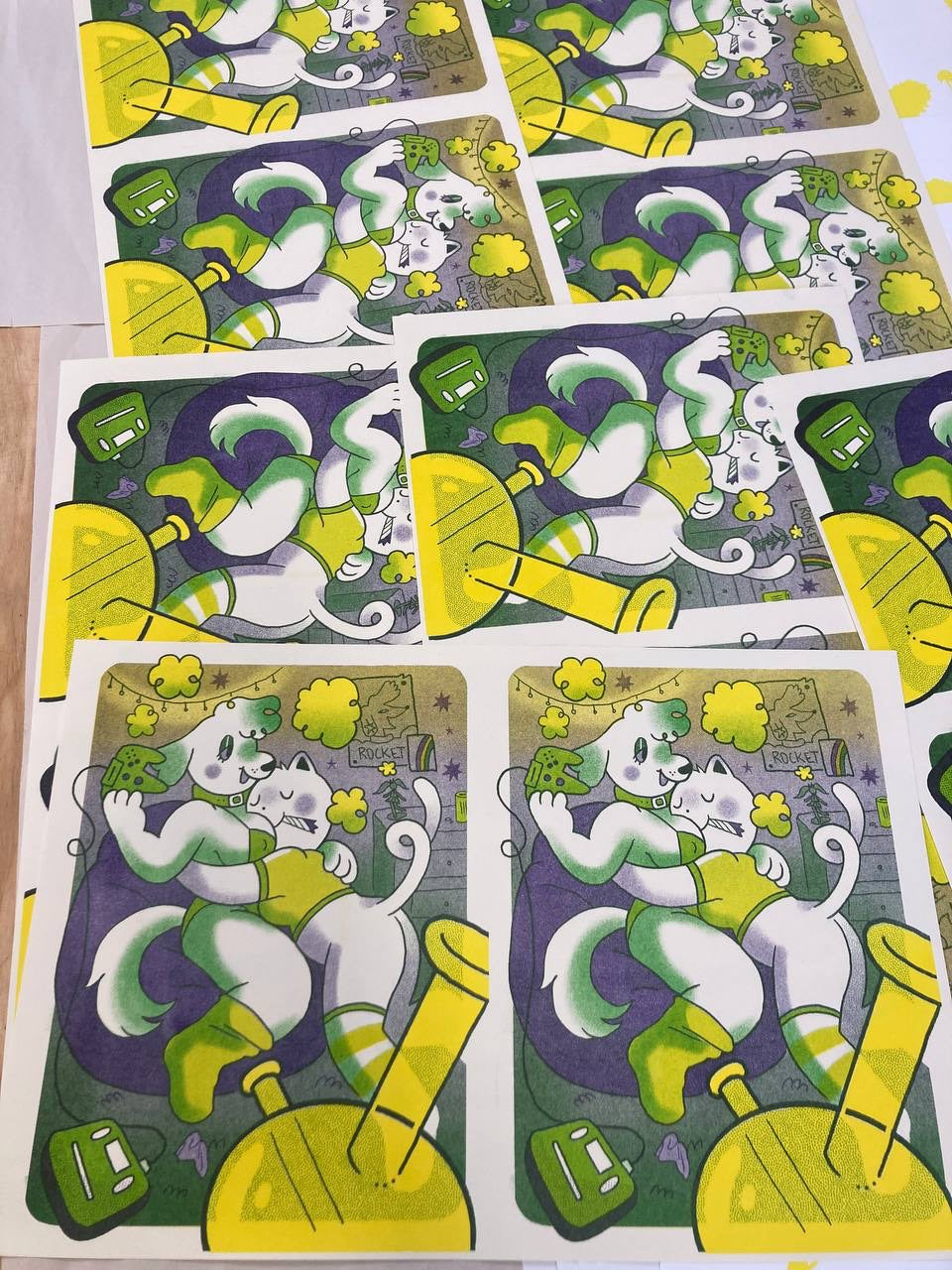 "Sapphic Smokers" Risograph Print by Frankee Graves