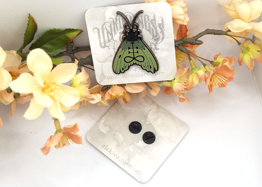 "Leviathan Moth" Glow in the Dark Pin by Kingsley Van Zandt