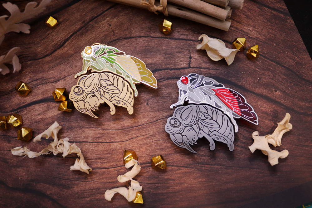 Cicada & Shell Pin Set by Kingsley Van Zandt