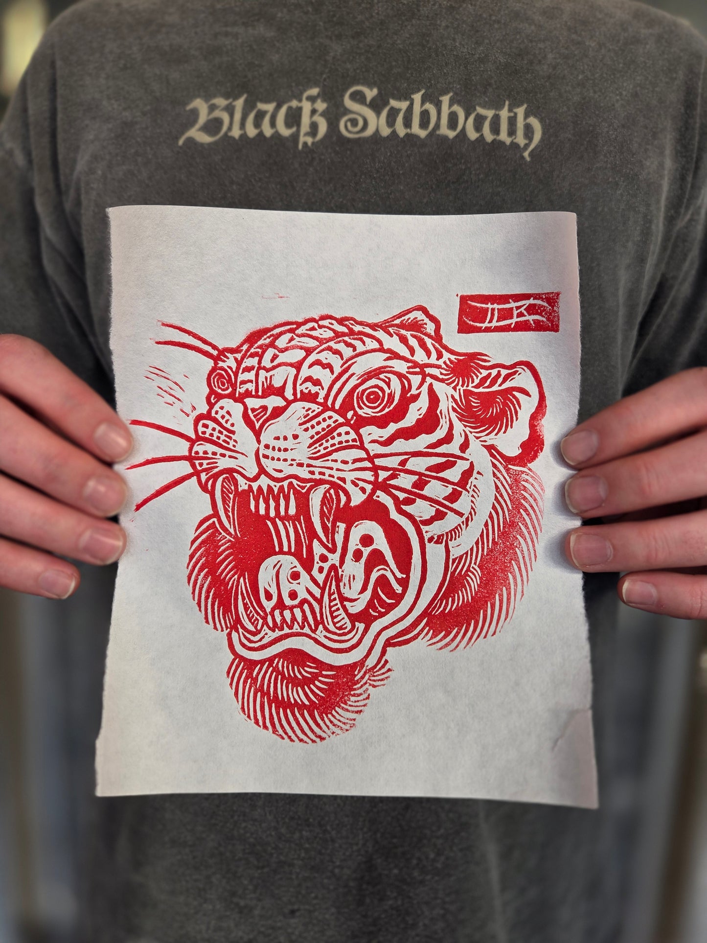 "Tiger's Rage" Linocut Print by Ian Kiser