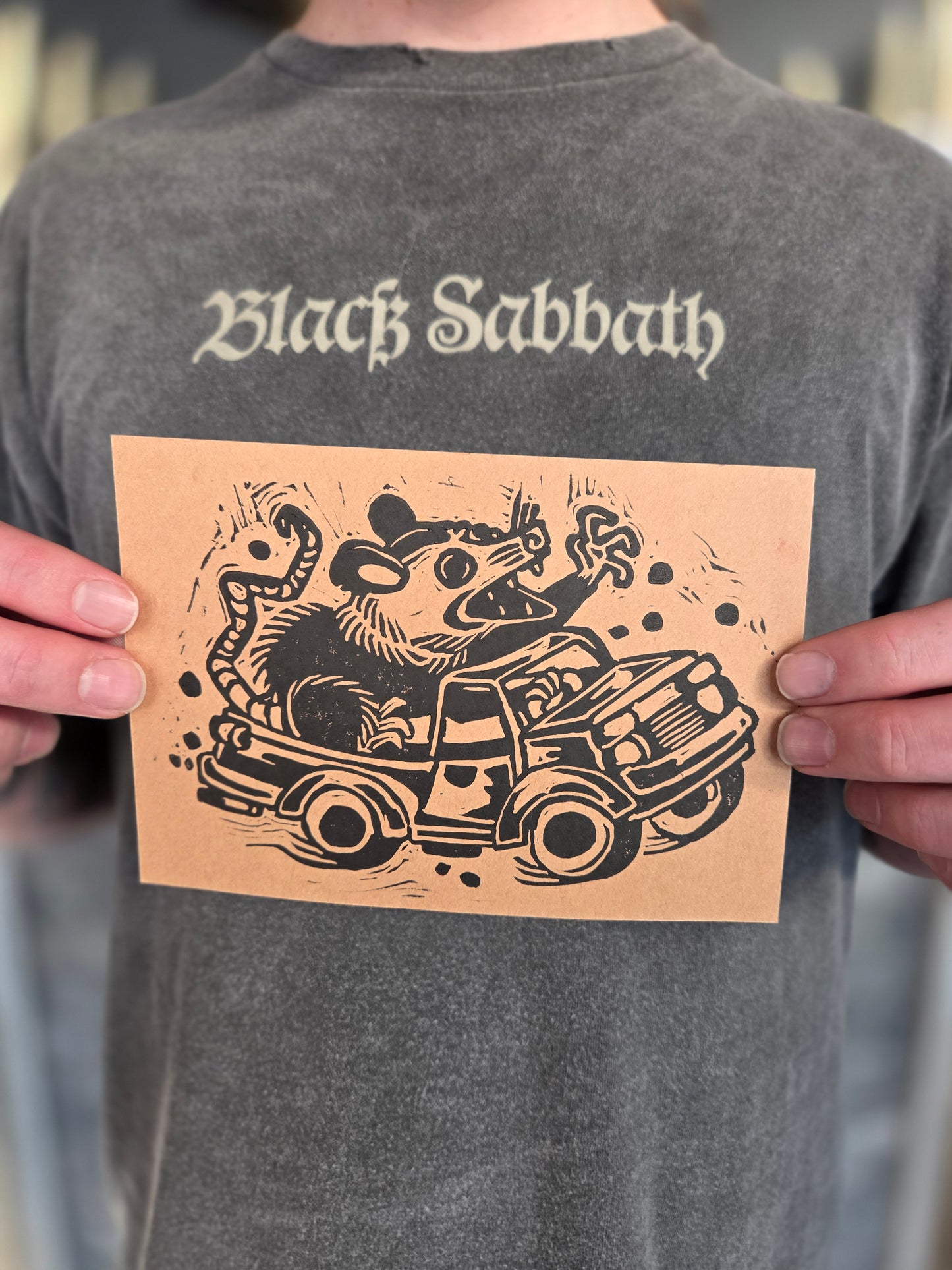 "Roadkill" Linocut Print by Ian Kiser