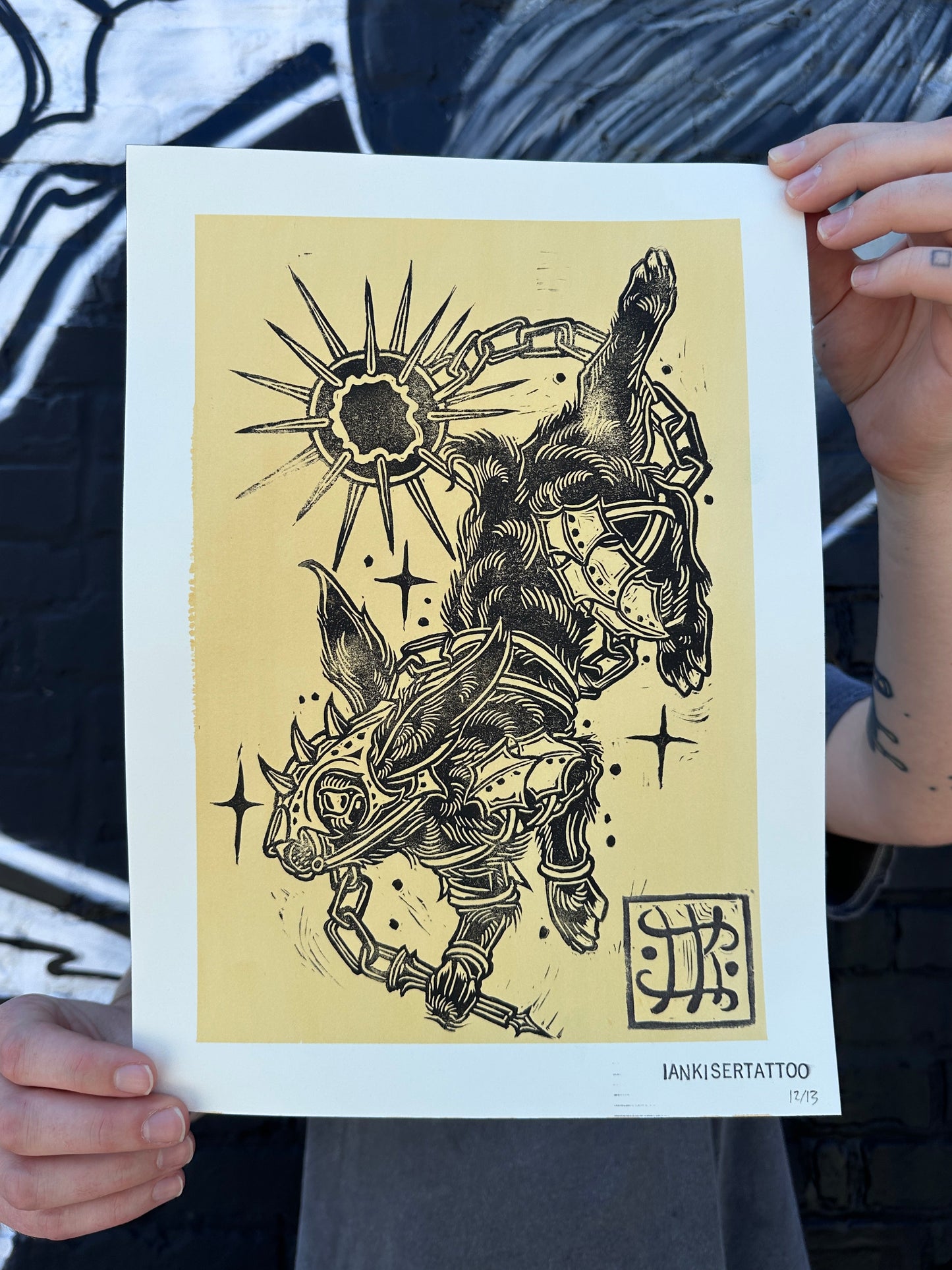 "Battle Bunny" Block Print by Ian Kiser