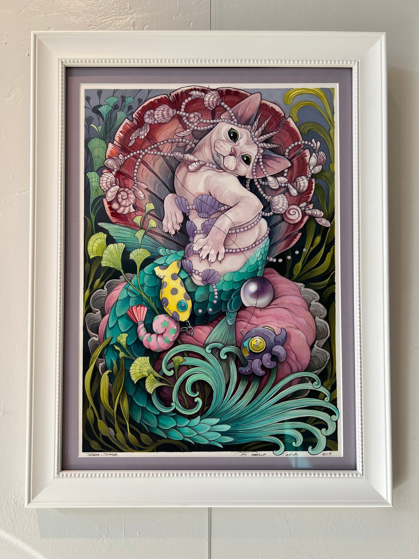 "The Purrfect Catch" Original Framed Painting by Teresa Sharpe