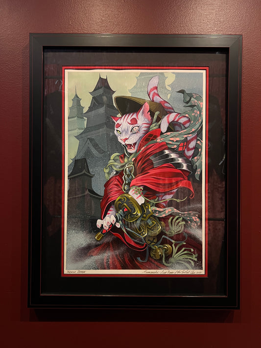 "Meowsashi" Original Framed Painting by Teresa Sharpe