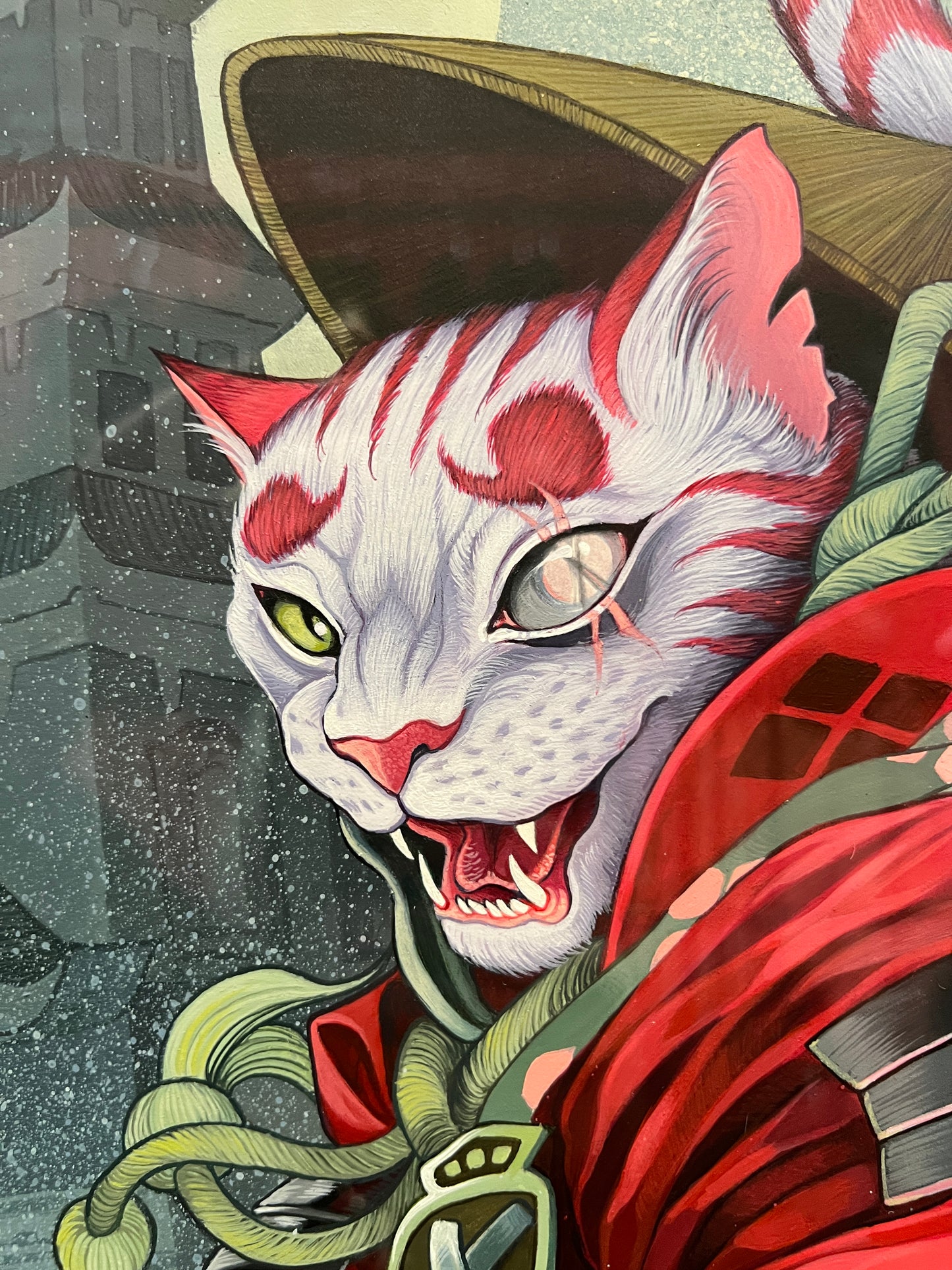 "Meowsashi" Original Framed Painting by Teresa Sharpe