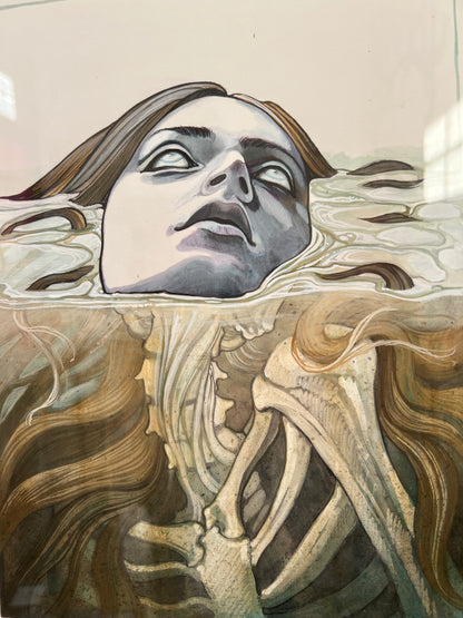 "Drowning" Original Framed Painting by Teresa Sharpe