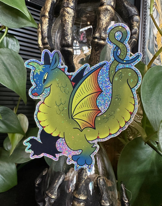 "Manuscript Dragon" Sticker by Frankee Graves