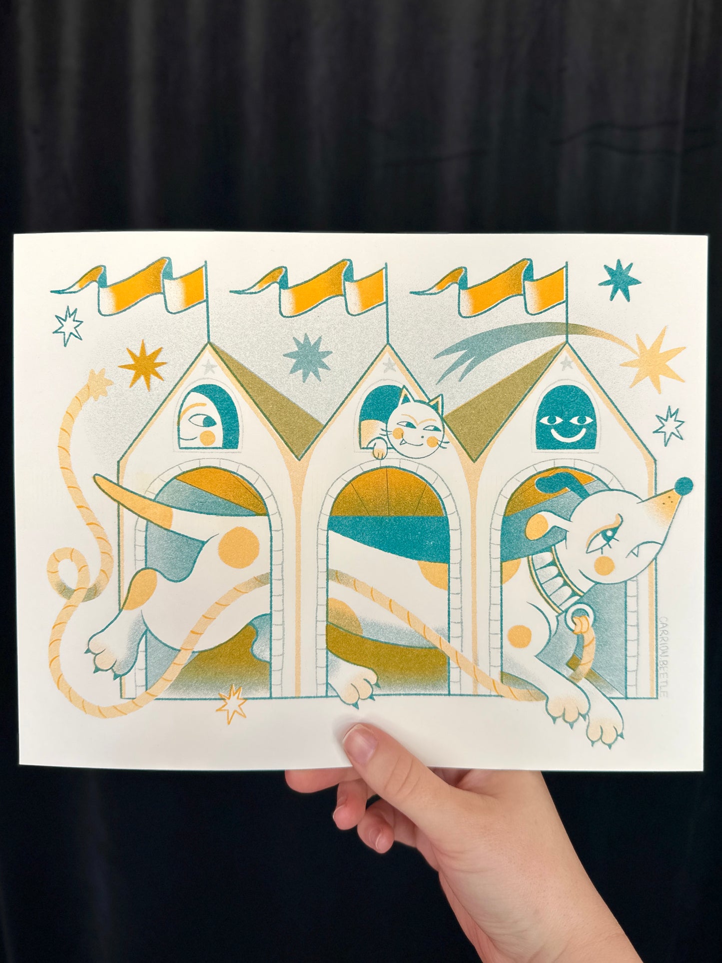 "Hus of Lange Hund" Risograph Print by Frankee Graves