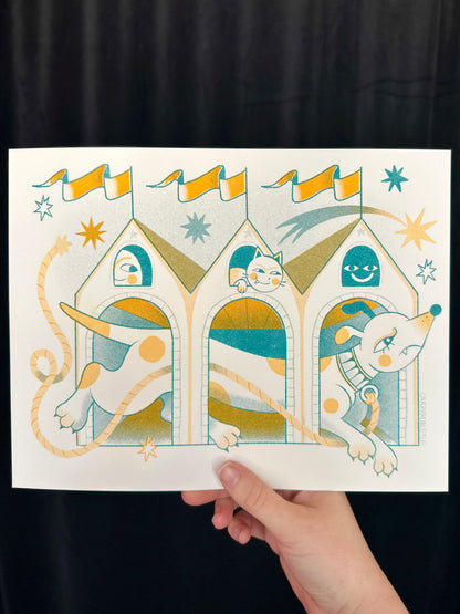 "Hus of Lange Hund" Risograph Print by Frankee Graves