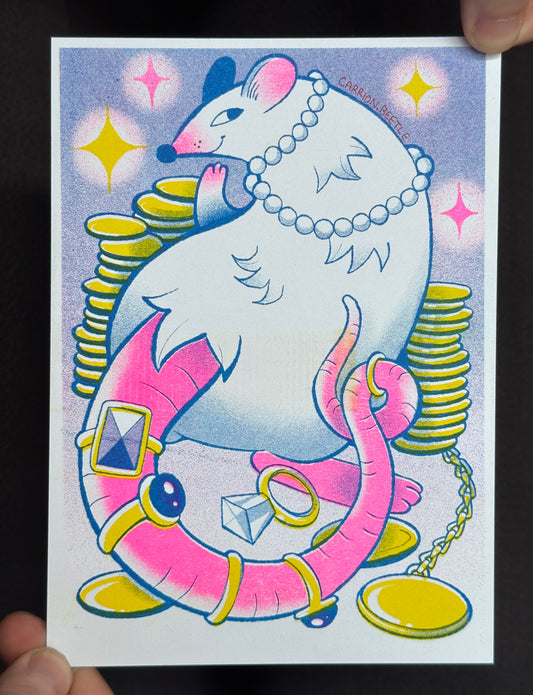 "Rat of Perpetual Wealth" Risograph Print by Frankee Graves