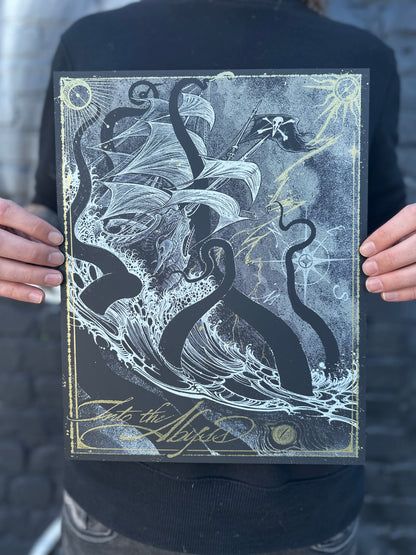 INTO THE ABYSS Gold Embellished Print