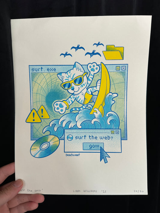 "Surf's Up!" Riso Print by Liam Williams