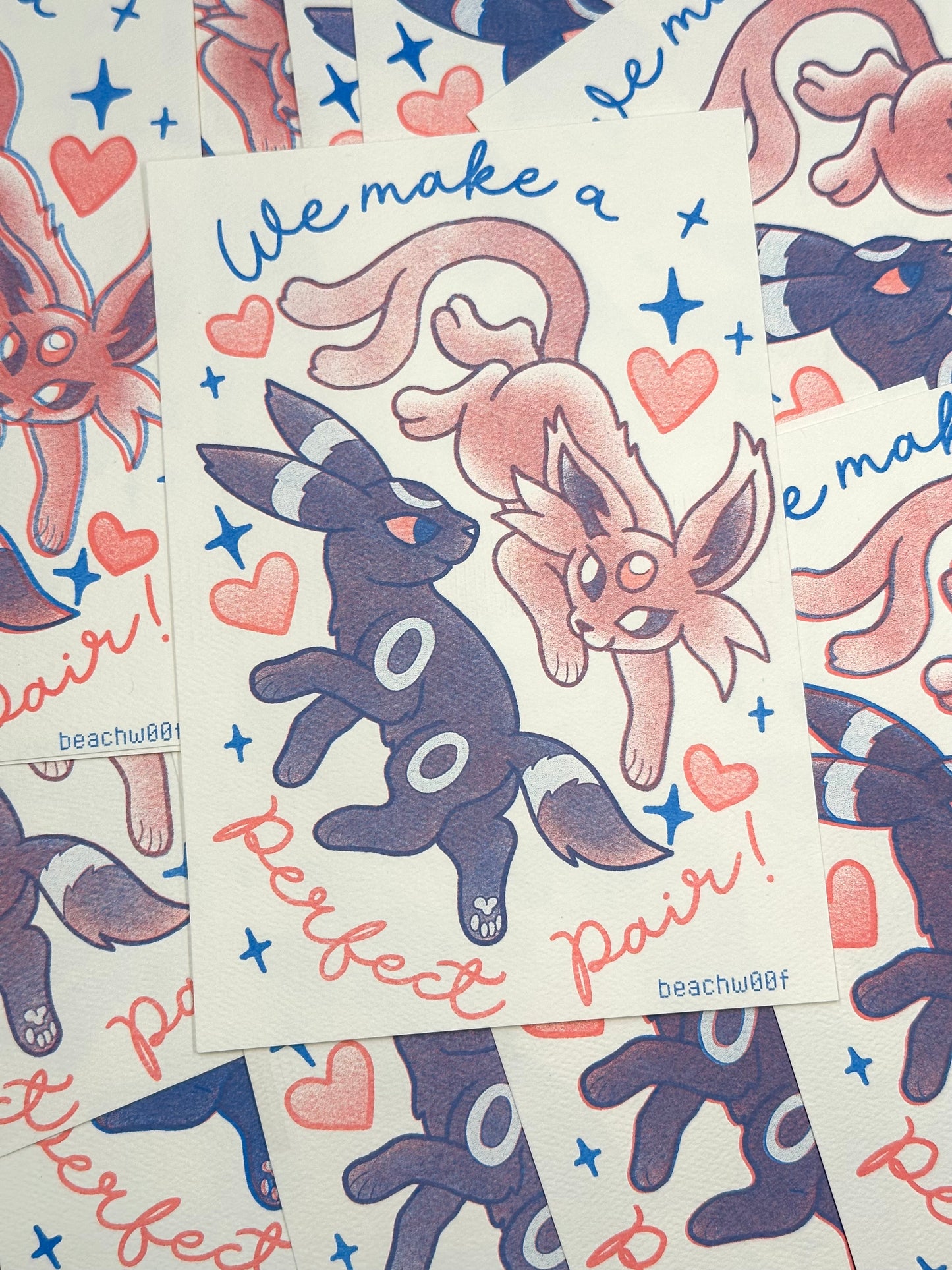 "We Make A Perfect Pair!" Valentine's Risograph Print by Liam Williams