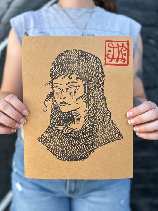"Chainmaiden" Block Print by Ian Kiser