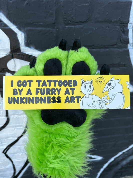 "Tattooed by a Furry" Bumper Sticker