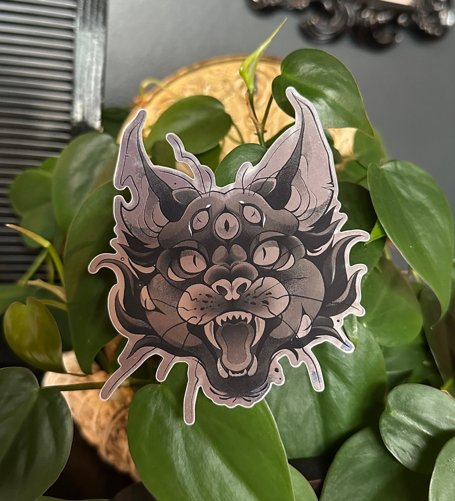 Demon Kitty Sticker by Jay Ferrier