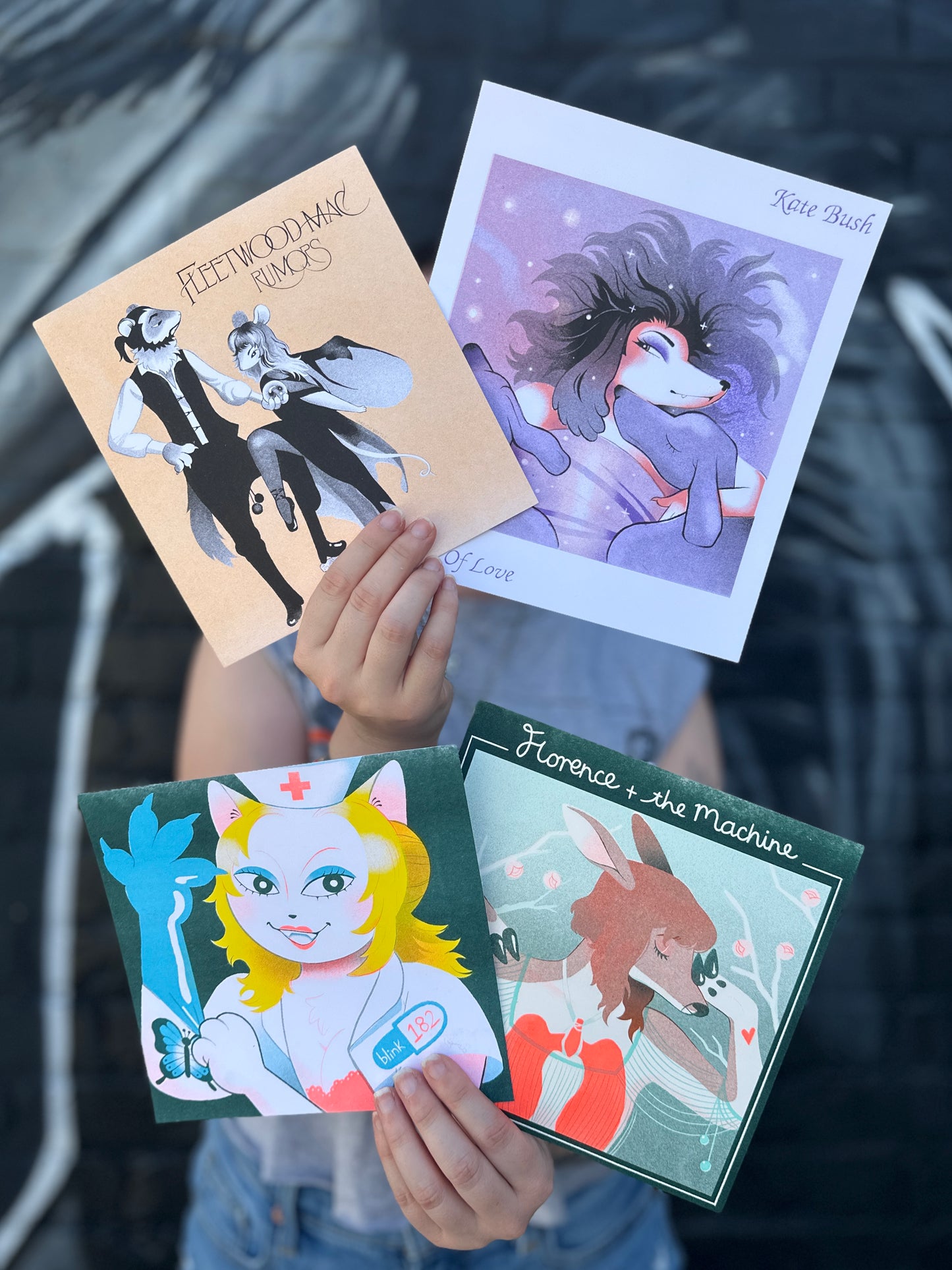 "NOW THAT'S WHAT I CALL MEOW-SIC, VOL. 1" Risograph Print Set by Frankee Graves