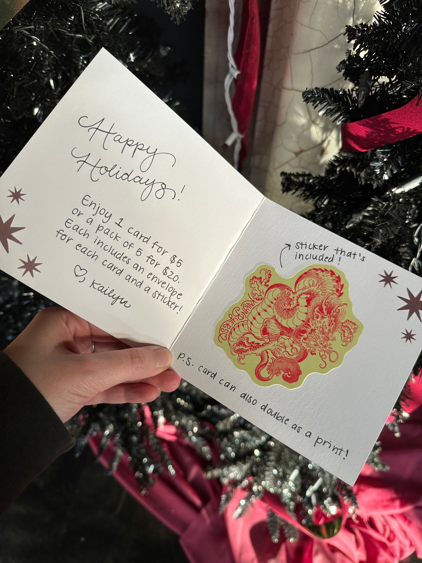 "Holly-day Moth" Greeting Card by Kailyn Byers