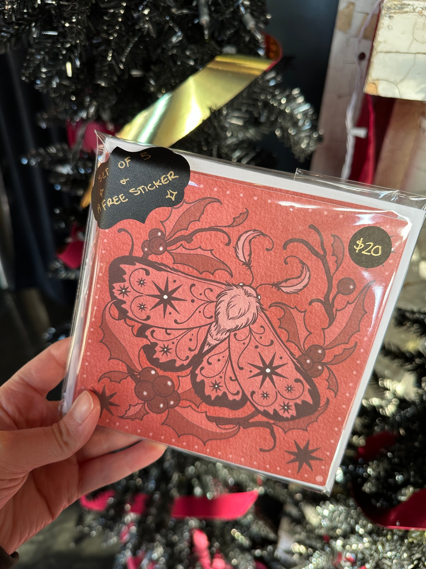 "Holly-day Moth" Greeting Card by Kailyn Byers