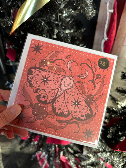 "Holly-day Moth" Greeting Card by Kailyn Byers