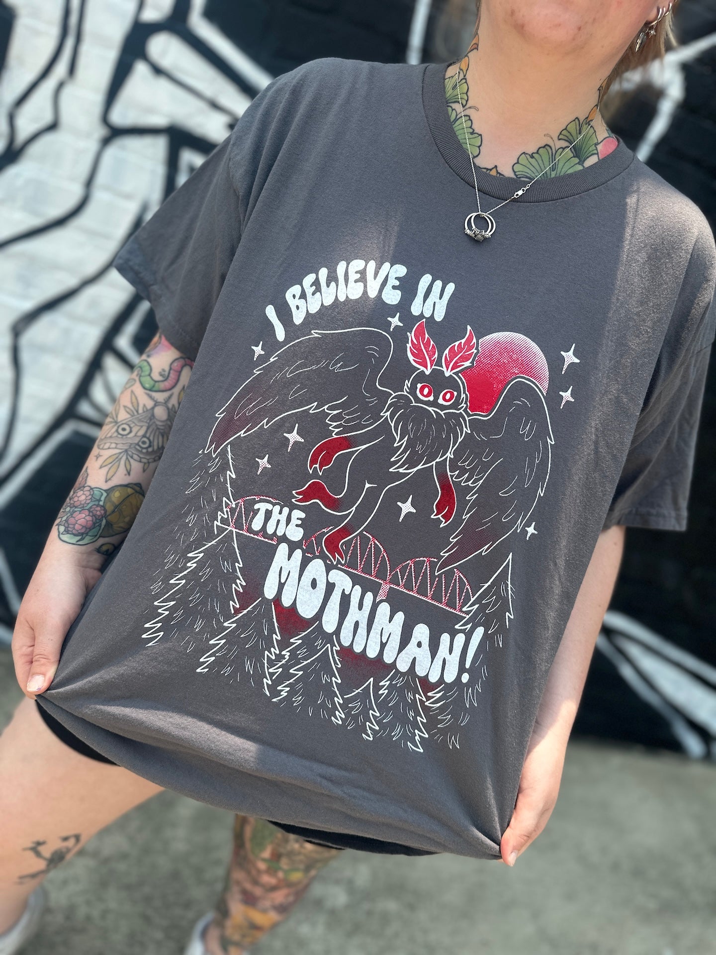 "I Believe in Mothman" Screenprinted Tshirts by Liam Williams