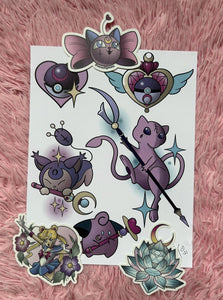Sailor Moon x Pokemon Print + Sticker Packs by Sara Stigmata