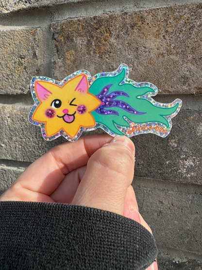 "Star Kitty" Risograph Mini-Print & Sticker Set by Liam Williams