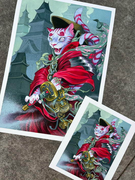 "Meowsashi: Last of the Two-Tail Clan" Print by Teresa Sharpe