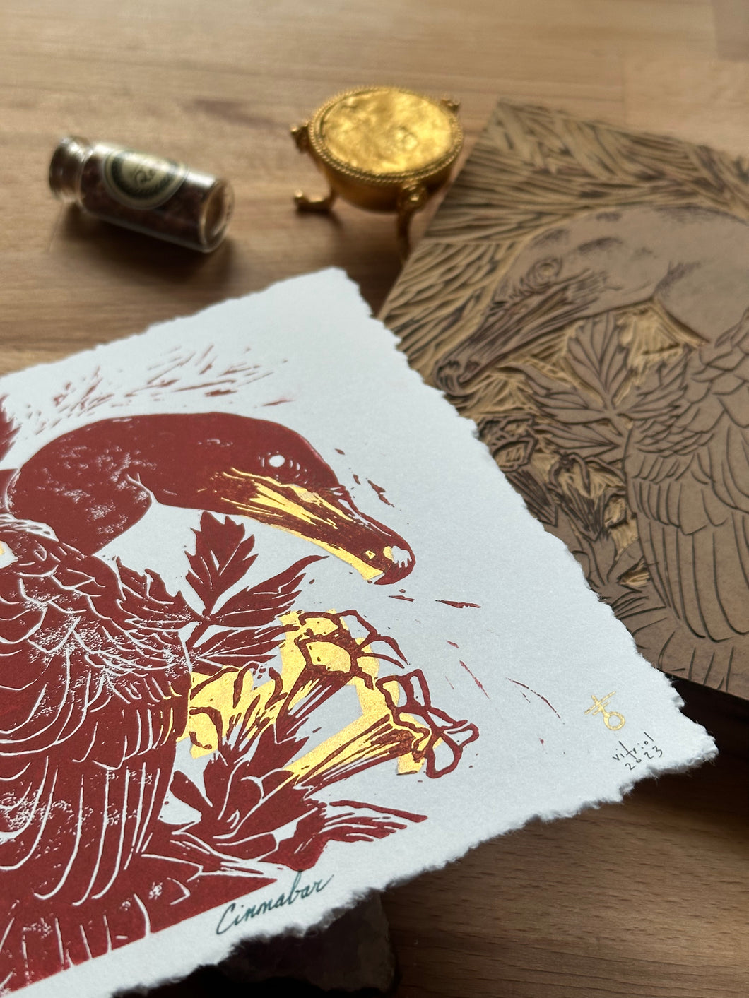 Cormorant Linocut Prints by Faith Broache ( - v i t r i o l - )