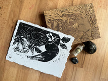 Load image into Gallery viewer, Cormorant Linocut Prints by Faith Broache ( - v i t r i o l - )
