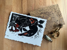 Load image into Gallery viewer, Cormorant Linocut Prints by Faith Broache ( - v i t r i o l - )