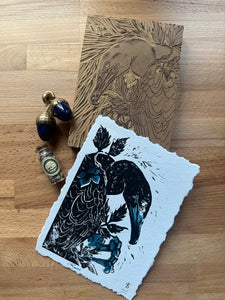 Cormorant Linocut Prints by Faith Broache ( - v i t r i o l - )