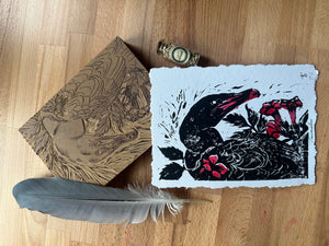 Cormorant Linocut Prints by Faith Broache ( - v i t r i o l - )